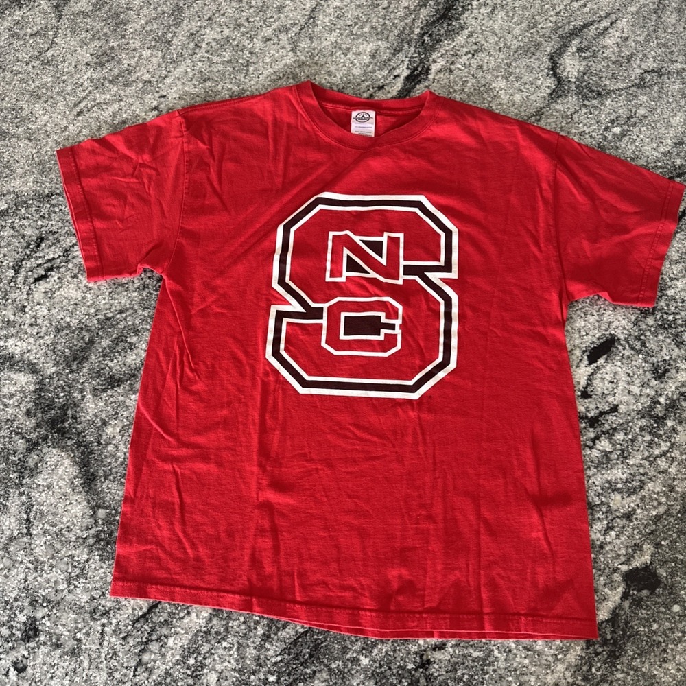Men's Delta Magnum Weight NCS North Carolina State Red T Shirt Large #817